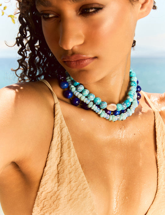 Summer Blue Beaded Necklace