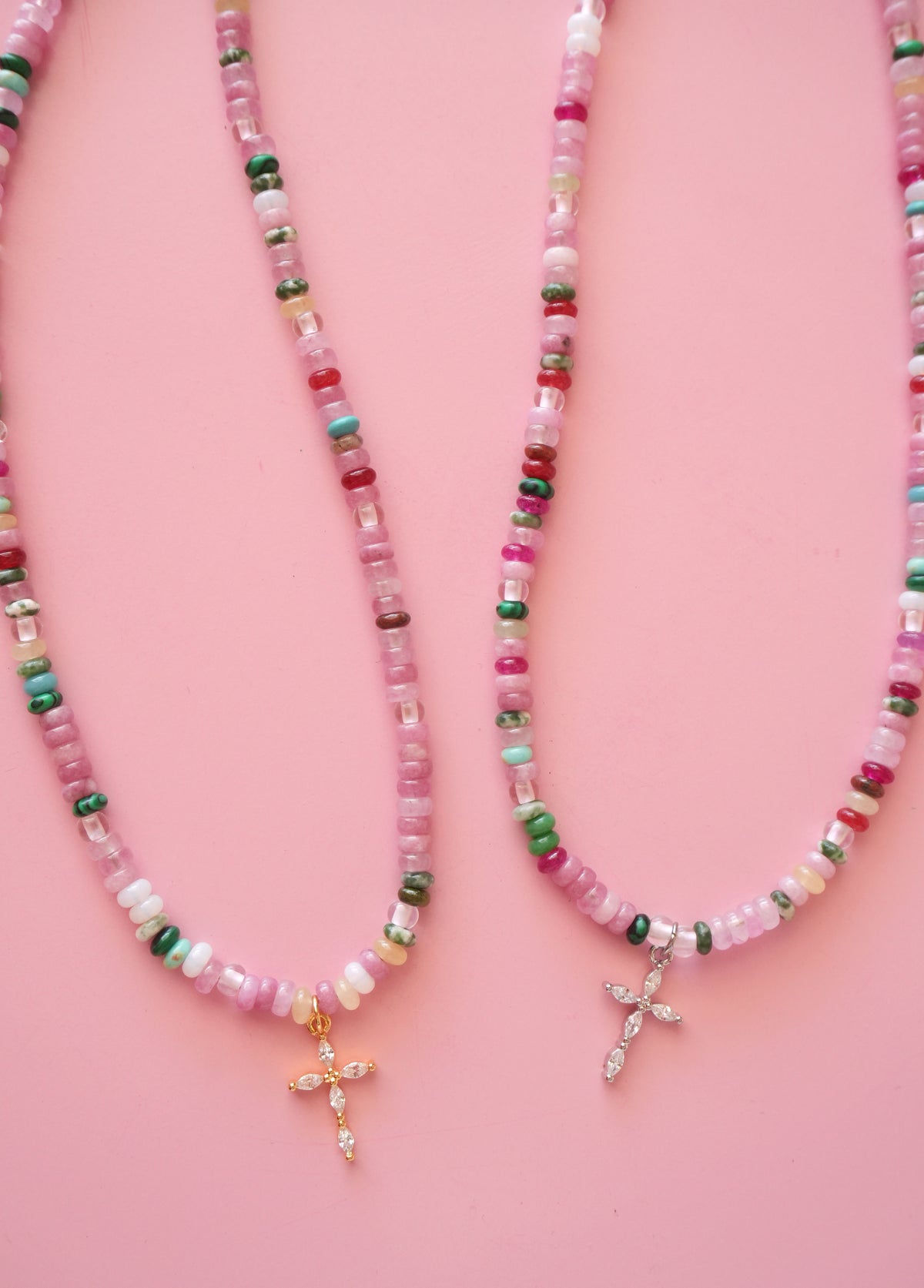 Pink Cross Necklace