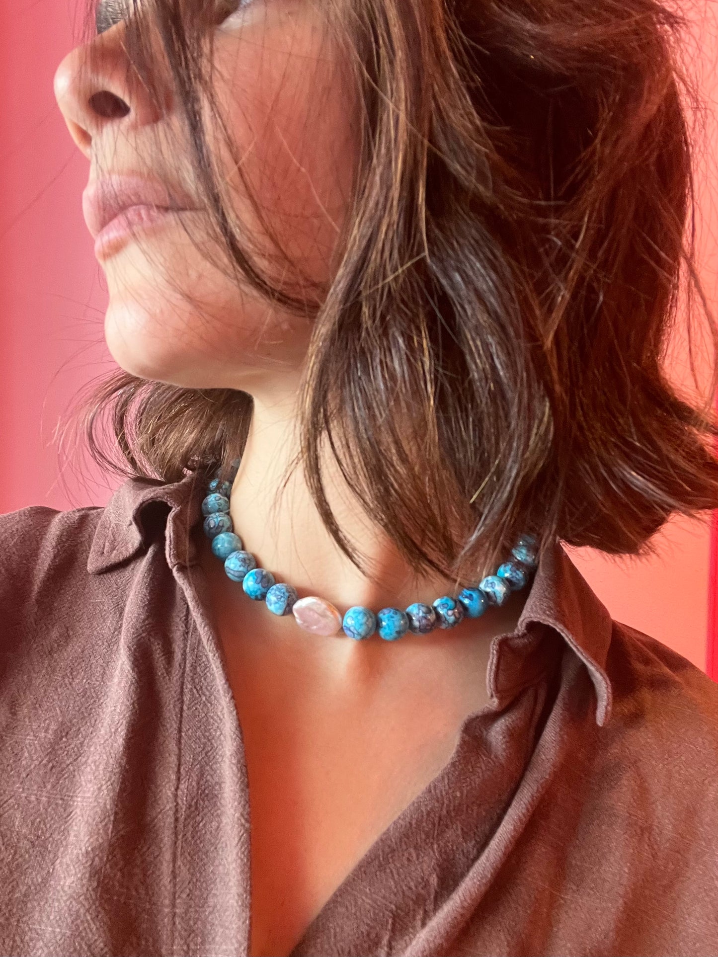 Summer Blue Beaded Necklace