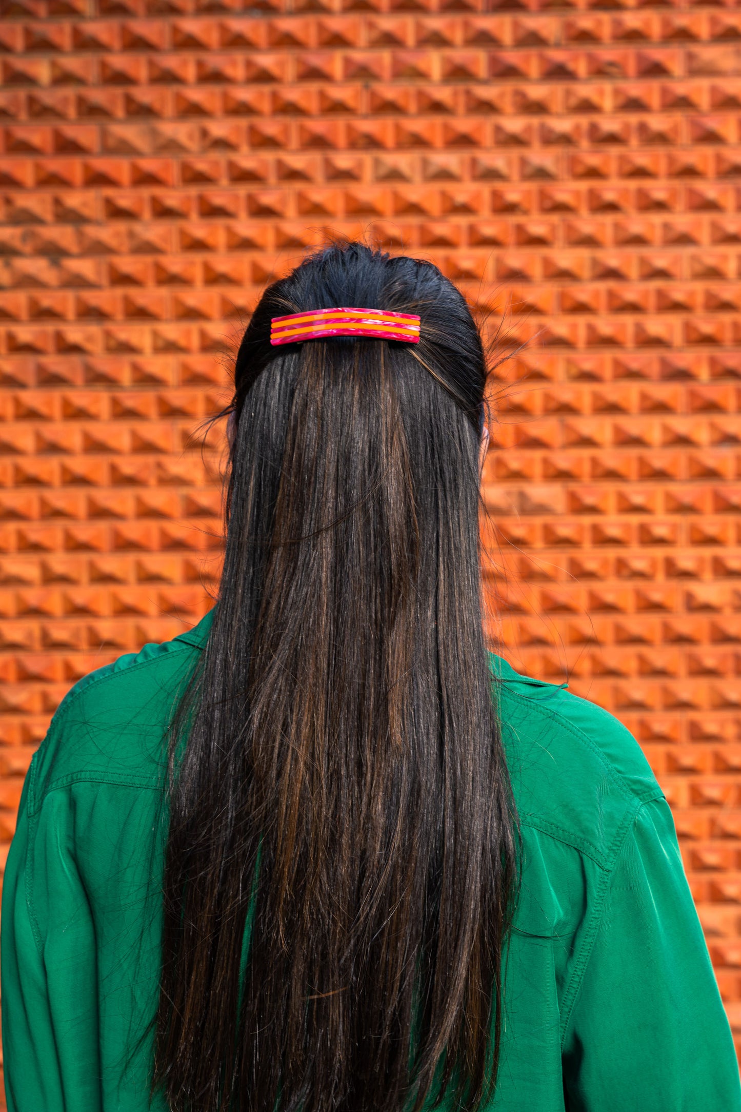 Between the lines pink & orange hairclip