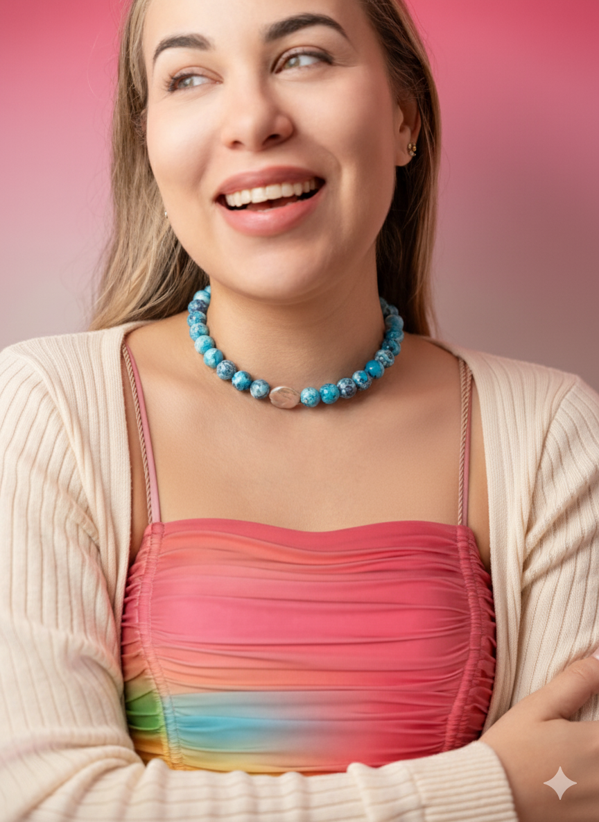 Summer Blue Beaded Necklace