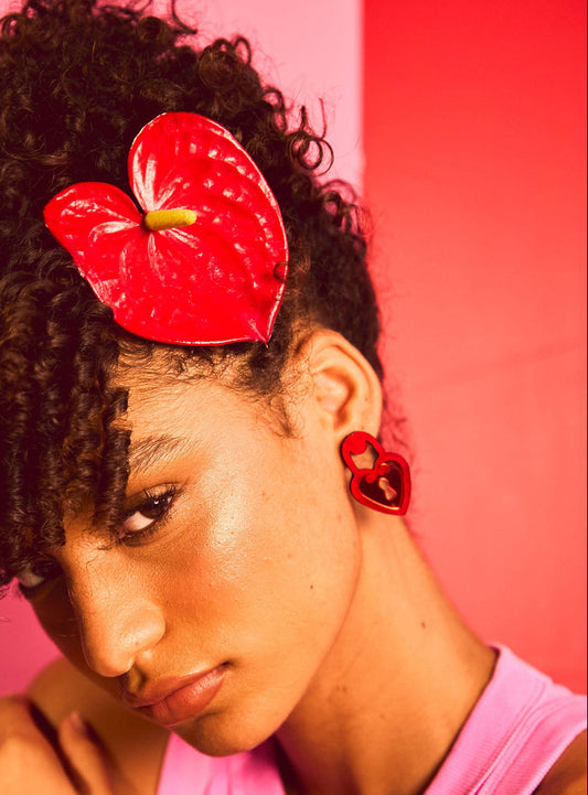 Locked Heart Red Earrings