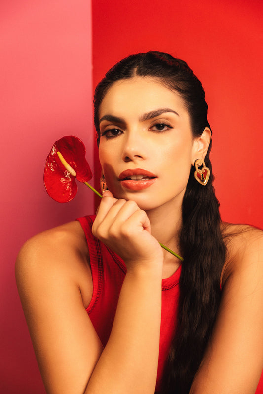 Locked Heart Golden Earrings