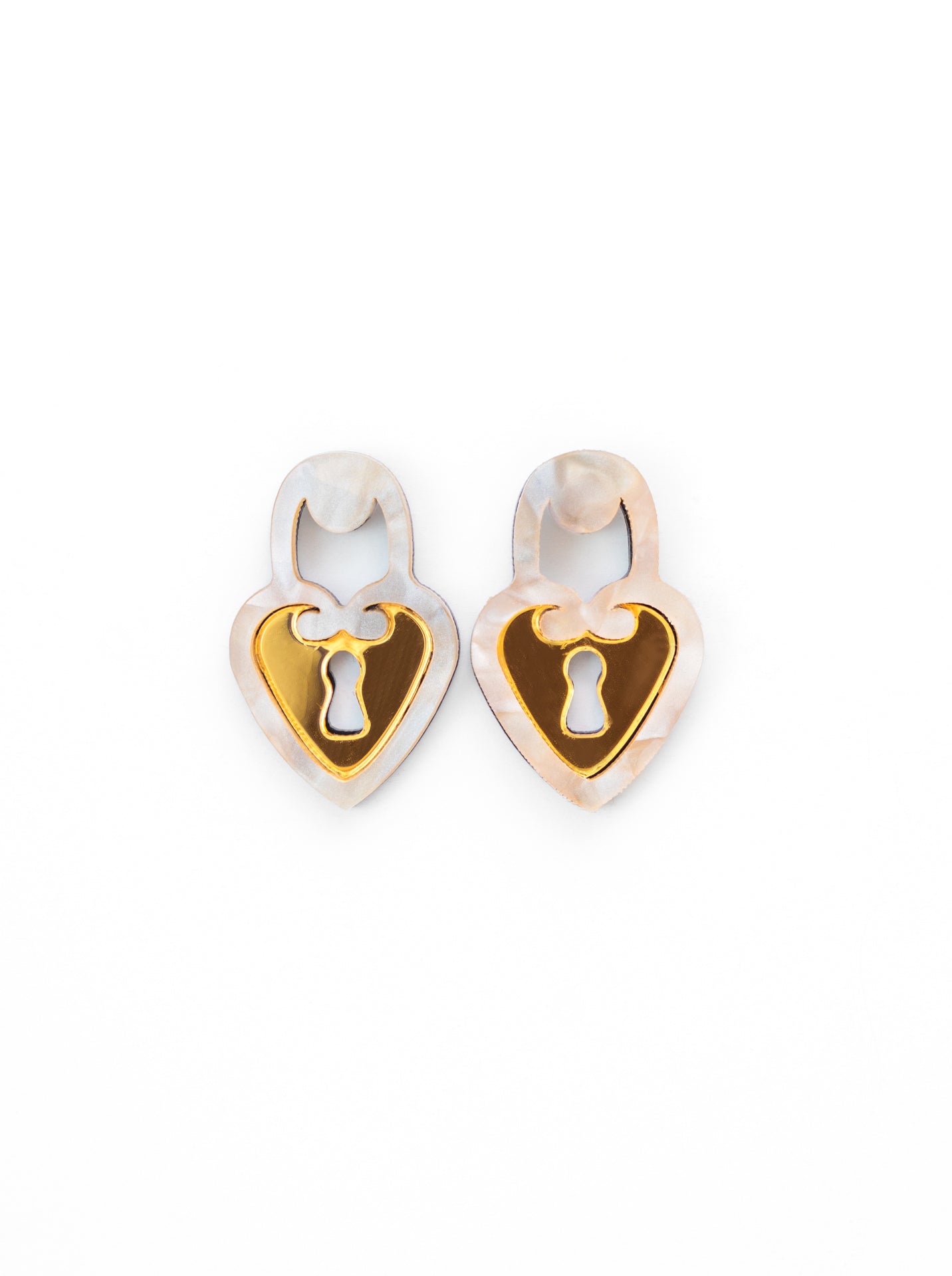 Locked Heart Golden Earrings