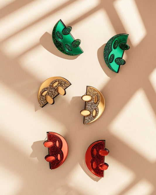 Moon Goddess Green Earrings