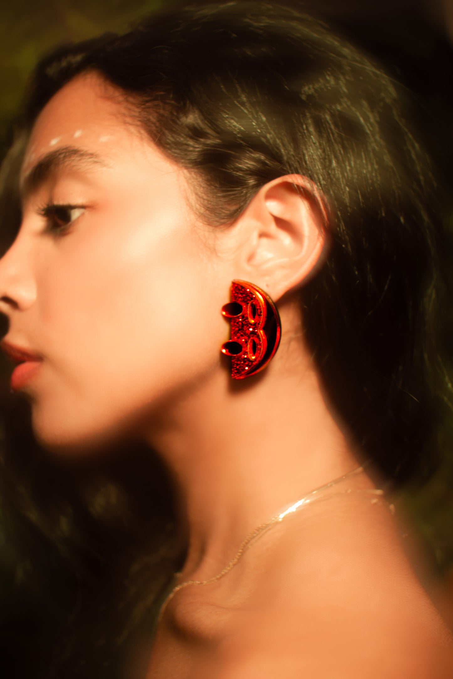 Moon Goddess Red Earrings