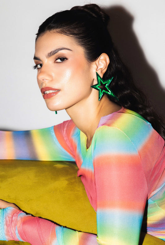 Starry Night Green Earrings