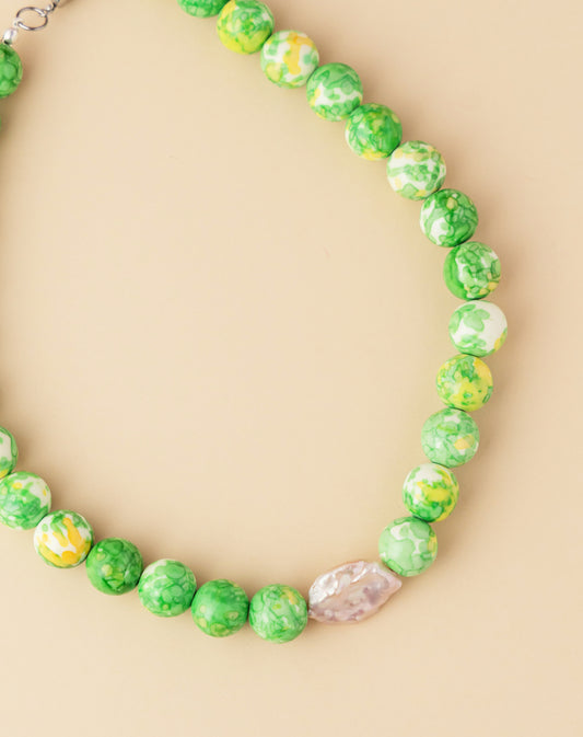 Summer Green Beaded Necklace
