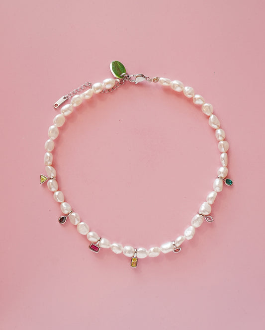 Ari Silver Pearl Necklace