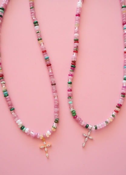Pink Cross Necklace