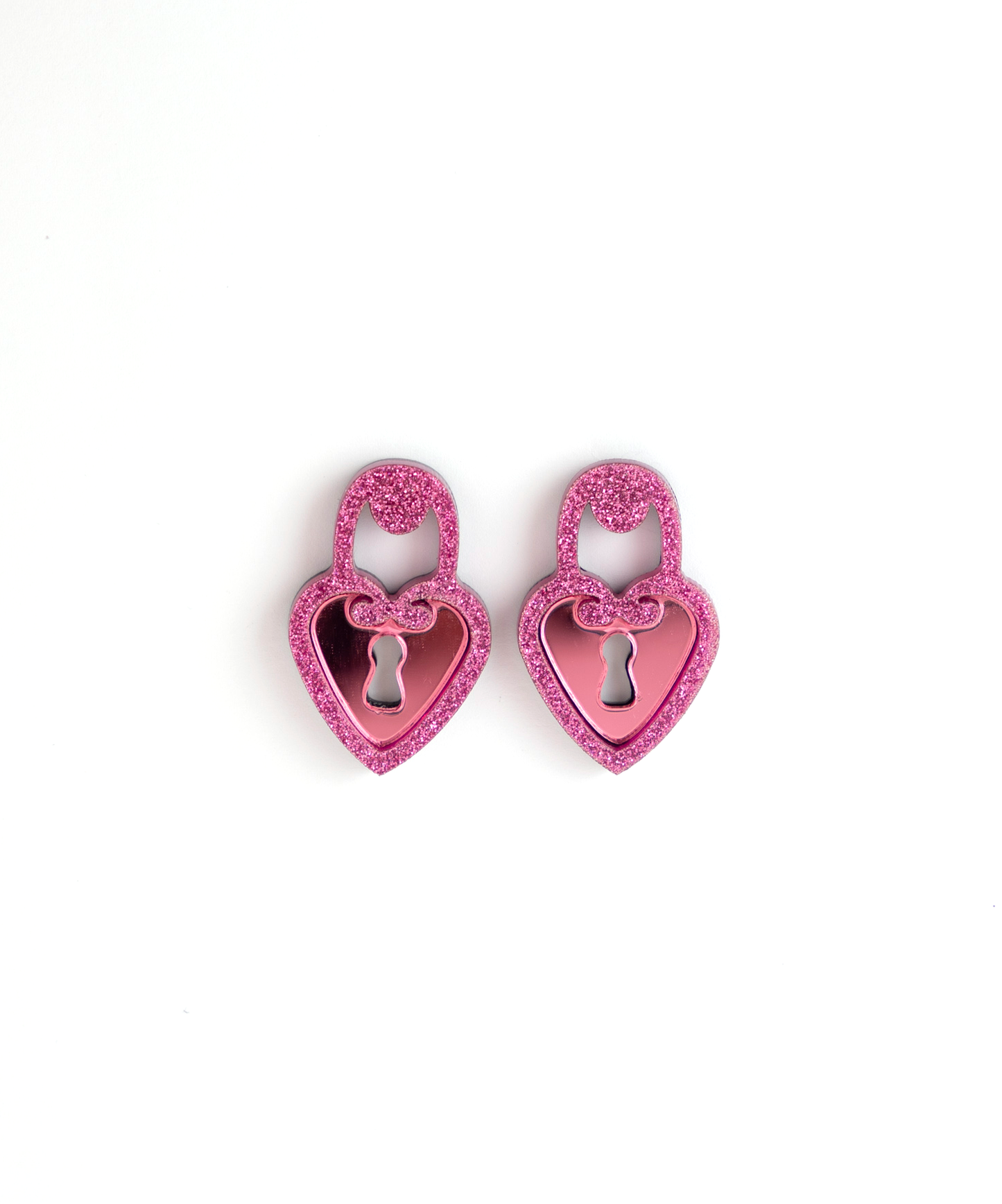 Locked Heart Pink Earrings