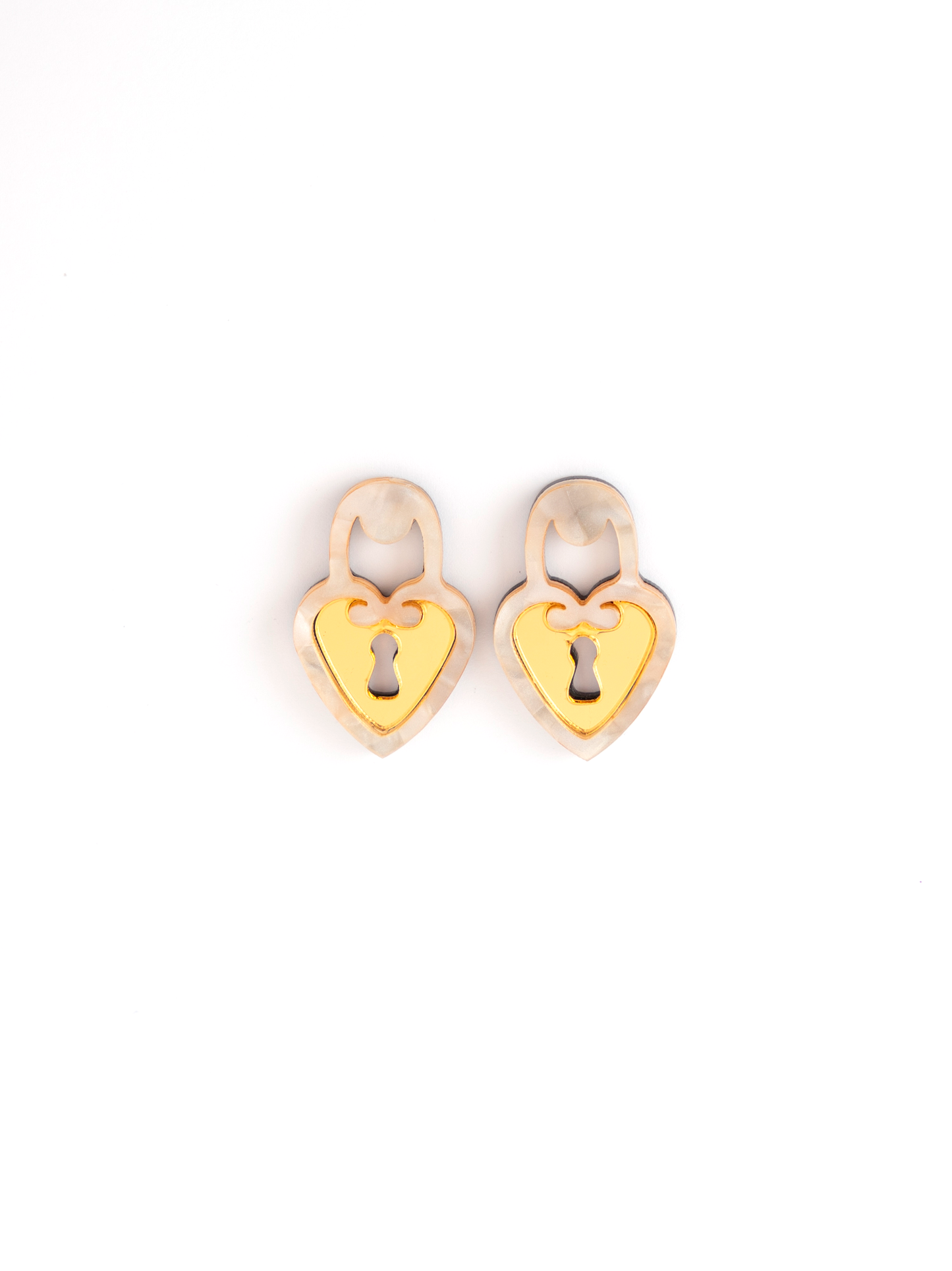 Locked Heart Golden Earrings