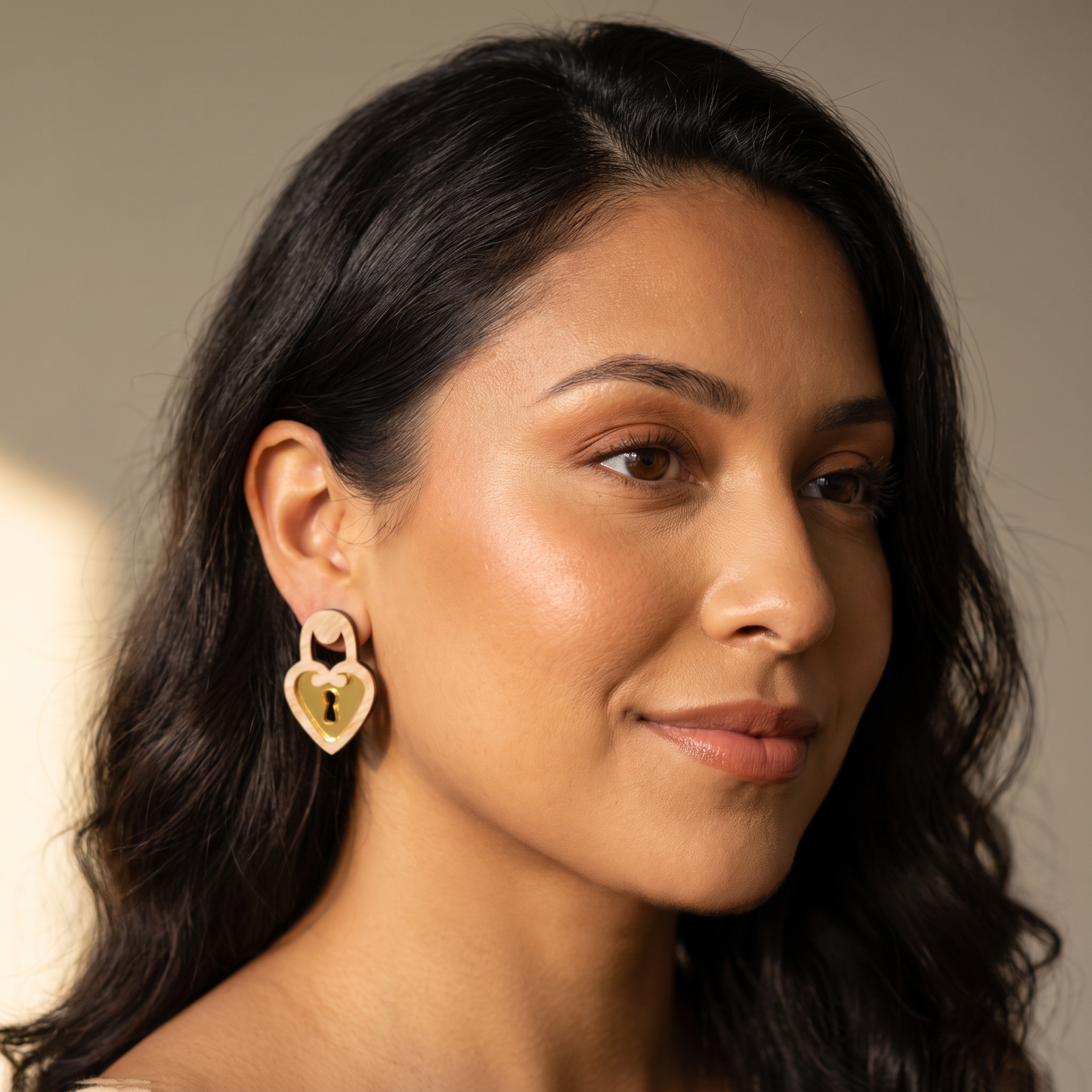 Locked Heart Golden  Earrings