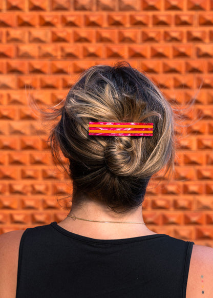 Between the lines pink & orange hairclip