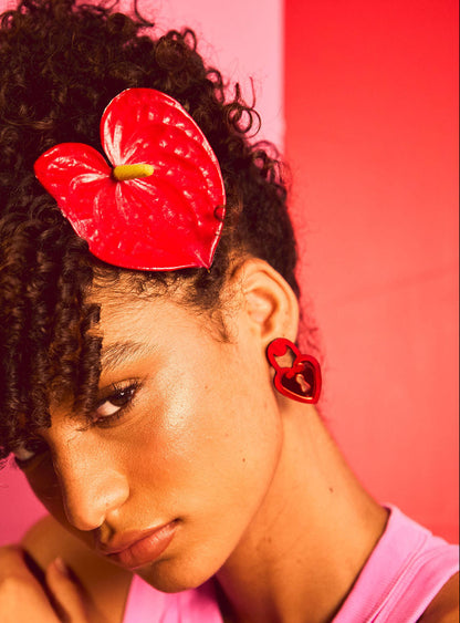 Locked Heart Red Earrings