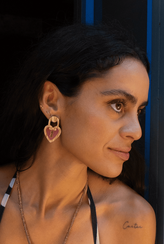 Locked Heart Golden  Earrings