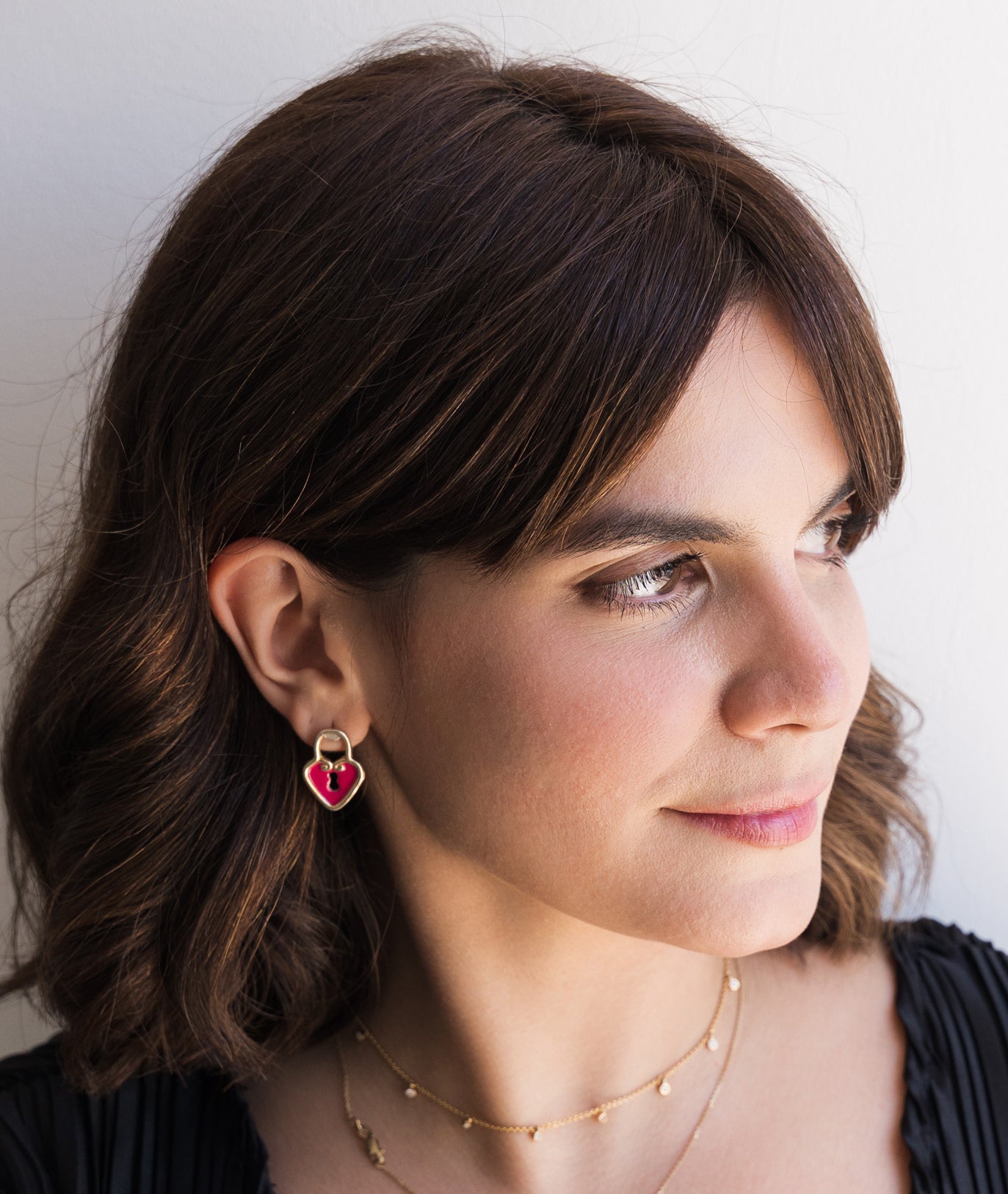 Locked Heart Pink Earrings 925