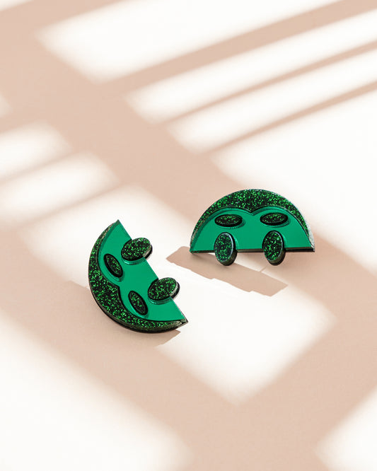 Moon Goddess Green Earrings