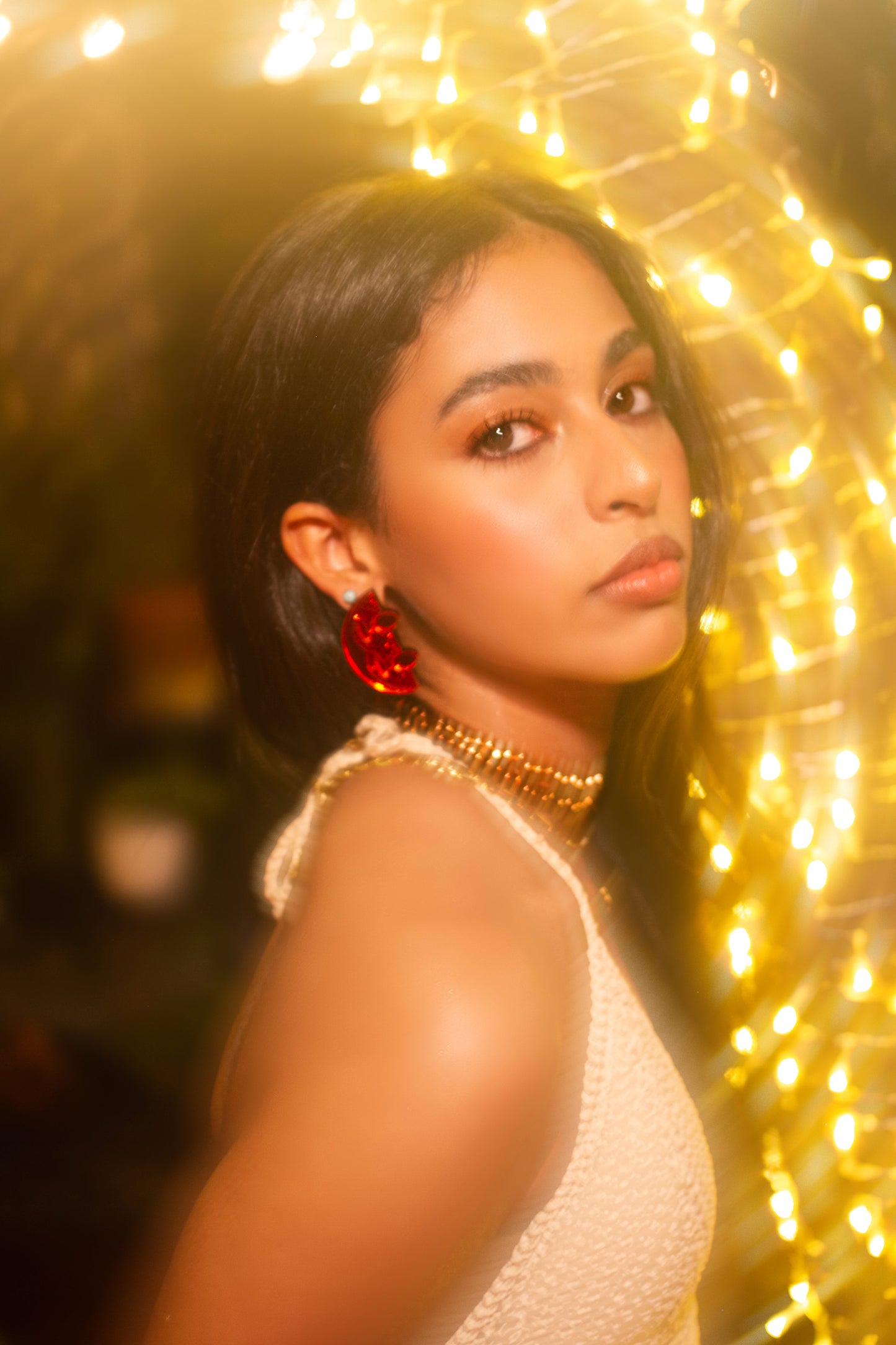 Moon Goddess Red Earrings