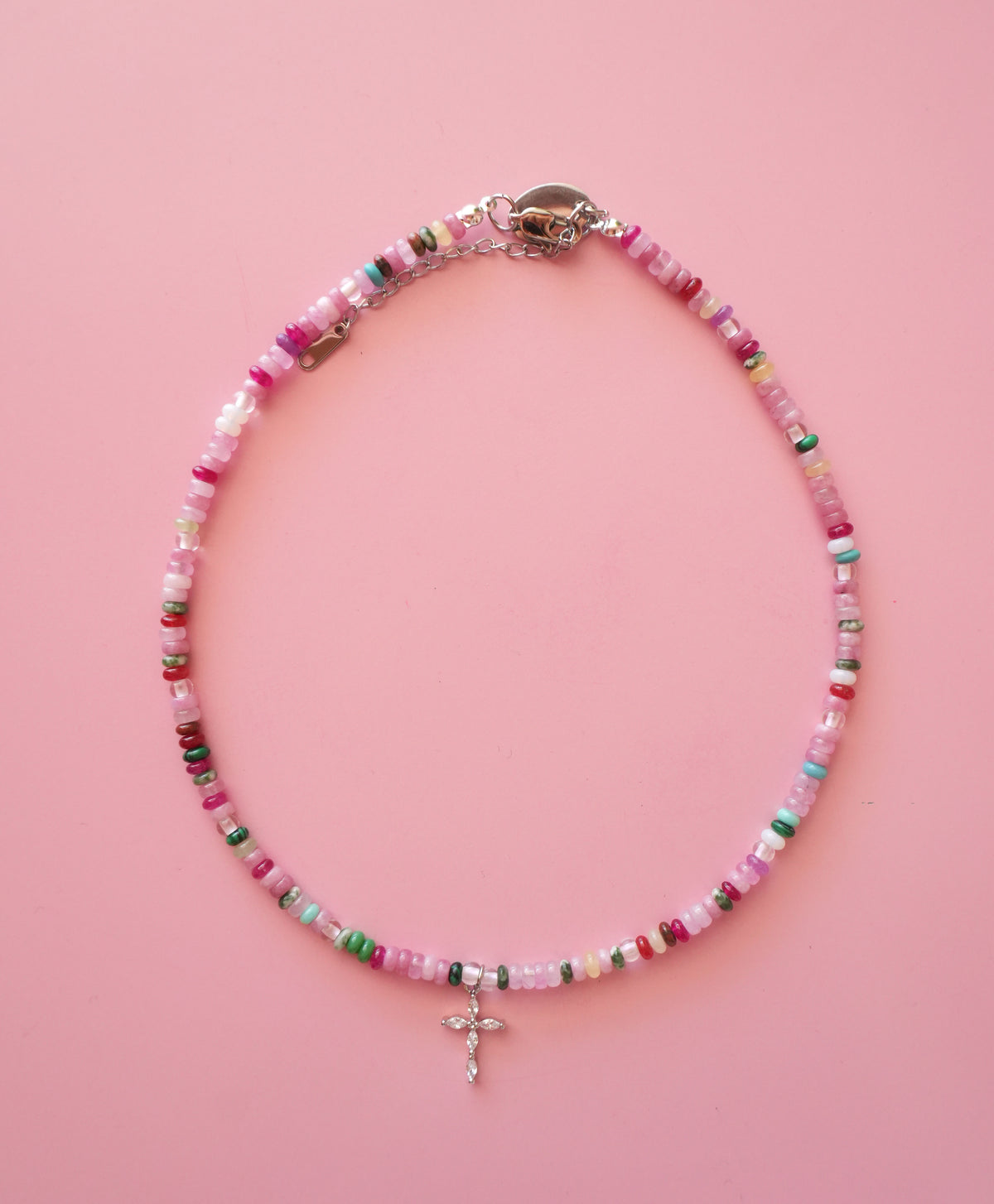 Pink Cross Necklace