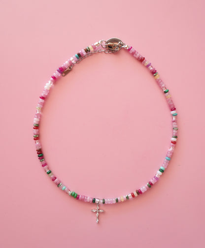Pink Cross Necklace