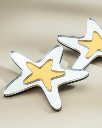 Sea Star Silver Golden Earrings