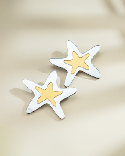 Sea Star Silver Golden Earrings