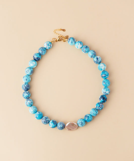 Summer Blue Beaded Necklace