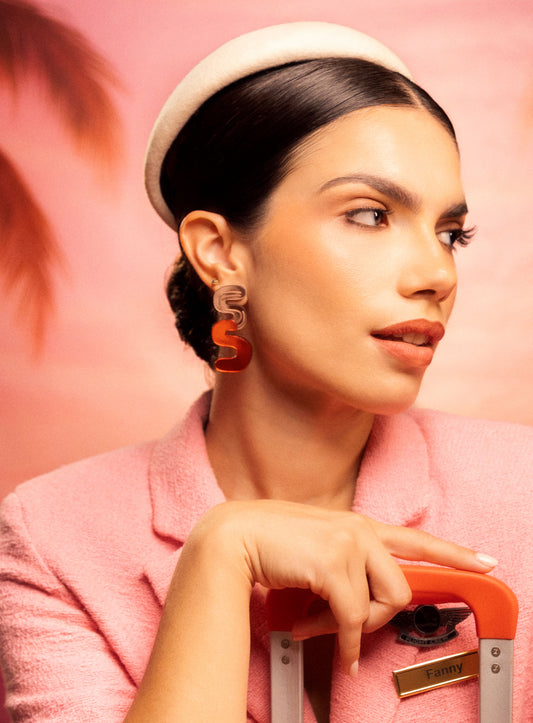 Wavy Pink Red Earrings