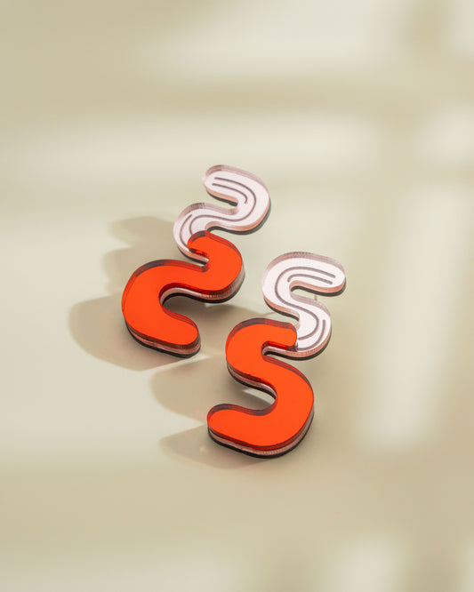 Wavy Pink Red Earrings