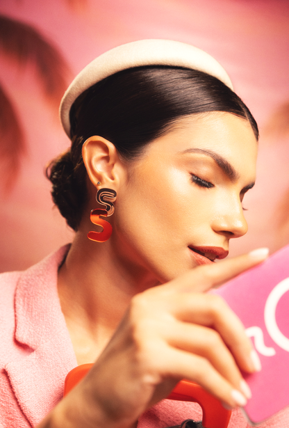 Wavy Pink Red Earrings