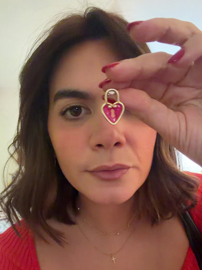 Locked Heart Pink Earrings 925