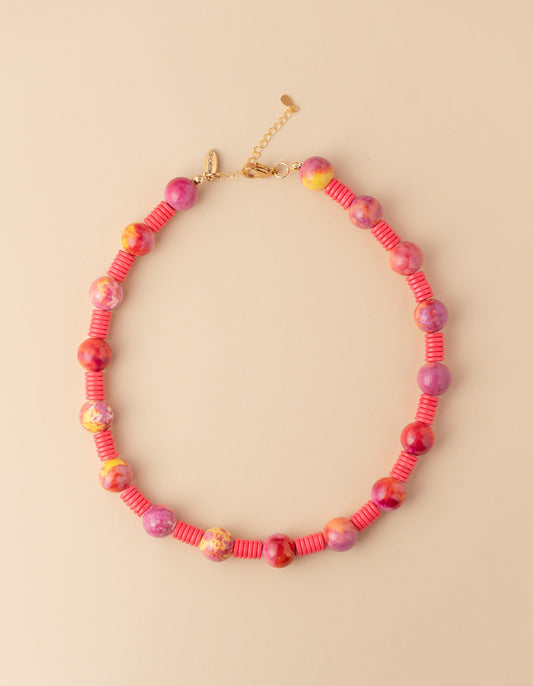 Rosalía Summer Pink Beaded Necklace
